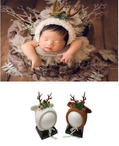 Newborn Photography Props Christmas Hat Elk Theme ..